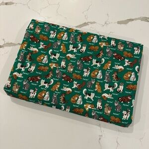 VTG Joan Kessler by Concord meow cat fabric  cotton green made in the USA
